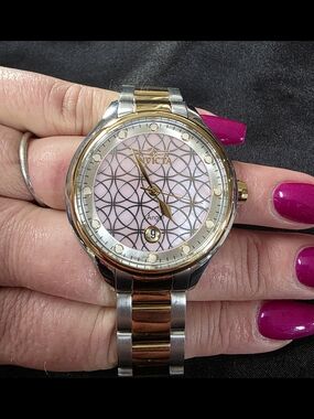 Invicta Angel Two-Tone Stainless Steel Watch with Pink Dial